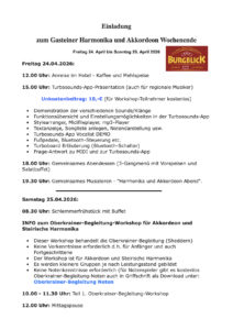 Harmoika u. Akkordeon-Wochenende vom 24.04. - 26.04.2026 in Dorfgastein.1